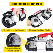 Load image into Gallery viewer, Amocart Portable BandSaw 5Inch Cutting Capacity Cordless Variable Speed 10Amp Motor Deep Cut Bandsaw for Metal Wood Pipes Rebar

