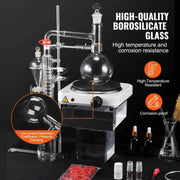 Bild in Galerie-Viewer laden, SucceBuy Essential Oil Distillation Kit 500ml 2L Distillation Apparatus 3.3 Boro Lab Glassware Distillation Kit w/ Heat Plate
