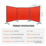 Load image into Gallery viewer, Amocart Welding Screen with Frame 6' x 6' 3 Flame-Resistant Vinyl Welding Protectionon 12 Swivel Wheels for Workshop Red/Green

