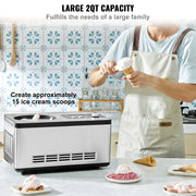 Bild in Galerie-Viewer laden, Amocart Automatic Ice Cream Maker with Built-in Compressor 2 Quart No Pre-freezing Fruit Yogurt Machine Electric Sorbet Maker
