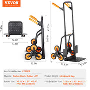 Bild in Galerie-Viewer laden, Amocart 440/770 lbs Folding Hand Truck Dolly with 6 Wheels &amp; 2 Elastic Ropes Stair Climbing Cart for Shopping Moving Warehouse
