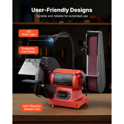 Load image into Gallery viewer, SucceBuy 8" Bench Grinder &amp; 2" x 28" Belt Sander Combo 350W Professional Sanding Machine with LED Work Light for Metalworking
