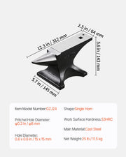 Load image into Gallery viewer, SucceBuy Single Horn Anvil Cast Steel Anvil High Hardness Rugged Round Horn Anvil for Blacksmiths Stable Base Metal Working Tool
