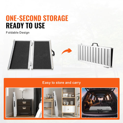 Capacity Non-Slip Aluminum Folding Threshold Ramp Foldable Wheel Chair Ramp SucceBuy Wheelchair Ramp 24/36/48/72in 800 lbs