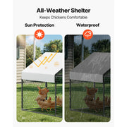 Load image into Gallery viewer, SucceBuy Metal Chicken Coop with Waterproof Cover &amp; Doors Spire Roof Poultry Run Compatible w/ Wooden Coops for Rabbit Hen Goose
