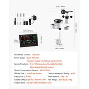 Load image into Gallery viewer, Amocart 5-in-1 Solar Powered Wi-Fi Weather Station for Weather Forecast, Wind Speed Direction, Temperature, Humidity, Rainfall
