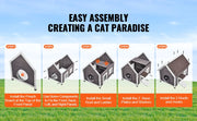 Bild in Galerie-Viewer laden, Amocart Outdoor Cat House 22x30x26 Weatherproof Feral Cat Shelter Wooden Cat Kennel for Multiple Cats with Side Door Pet Hut
