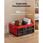 Amocart 32L 3 Packs Plastic Collapsible Storage Bins Stackable Folding Storage Crates Space-Saving Baskets for Home Organizing