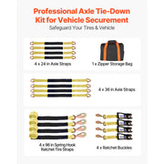 Load image into Gallery viewer, Amocart Wheel Chock Tie-Down Kit Car Tie Down Kit with Break Strength 10009lbs Working Load 3333lbs for ATV UTV &amp; Pickup Trucks
