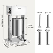 Load image into Gallery viewer, SucceBuy 10L/15L Electric Sausage Stuffer Stainless Steel Making Sausage Machine Commercial Grade with 4 Filling Funnel for Home
