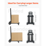 Amocart 290LBS Folding Hand Truck Collapsible Luggage Cart with 4 Wheels & Expandable Base Platform Dolly for Cargo Moving
