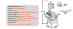 SucceBuy Commercial Electric Meat Bandsaw Stainless Steel Vertical Bone Sawing Frozen Meat Cutter with 6 Blades for Pork Beef