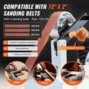Charger l'image dans la visionneuse de galerie, Amocart Belt Grinder Sander 72 X 2-Inch Variable Speed Polisher 1500W Polishing Grinding Machine for Metalworking Knife Making
