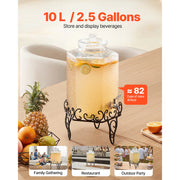 Load image into Gallery viewer, SucceBuy Beverage Dispenser 2.5Gallon Drink Dispensers Glass Juice Dispenser with Metal Stand Stainless Steel Spigot for Parties - AMOCART
