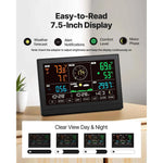 Amocart 5-in-1 Wireless Weather Station 7.5-Inch VA Display Solar Powered Outdoor Sensor, Rain Gauge&Weather Forecast, No WiFi