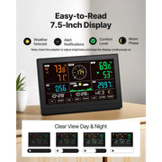 Load image into Gallery viewer, Amocart 5-in-1 Wireless Weather Station 7.5-Inch VA Display Solar Powered Outdoor Sensor, Rain Gauge&amp;Weather Forecast, No WiFi

