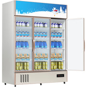 Load image into Gallery viewer, SucceBuy Triple Swing Door Commercial Refrigerator Display Fridge Upright Beverage Cooler Glass Door with LED Light - AMOCART
