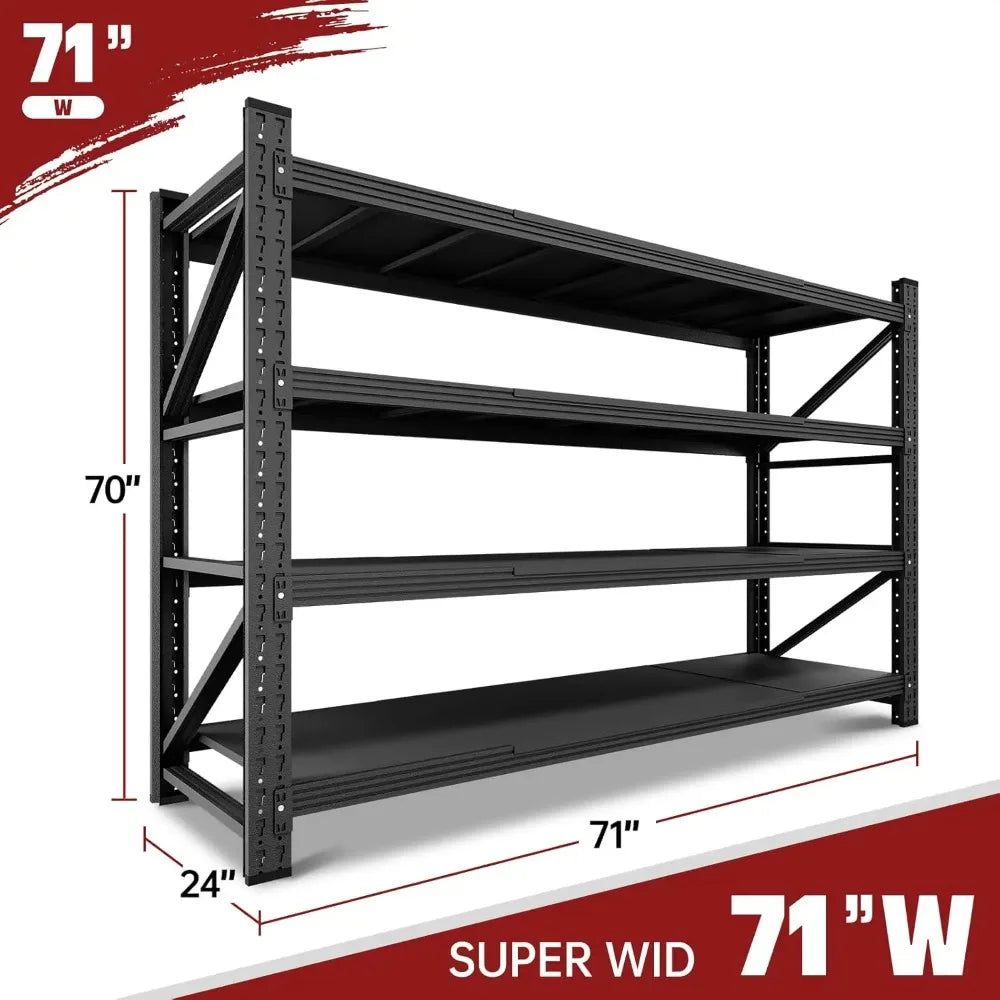 5000LBS Storage Shelves,71" W Garage Shelving Heavy Duty Metal Adjustable Garage Shelves, Shelving Units Industrial, Customized