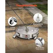 Load image into Gallery viewer, Amocart Pressure Washer Surface Cleaner PE/Stainless Steel Pressure Washer Attachments with 4 Wheels for Concrete Patio Deck

