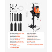 Load image into Gallery viewer, SucceBuy Diamond Core Drilling Machine Stand-Mount Dry and Wet Concrete Core Drill Rig with Bits UNC1 1/4-7 Thread for Concrete
