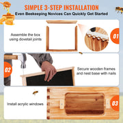 Load image into Gallery viewer, SucceBuy Bee Hive Deep Box Starter Kit 100% Beeswax Coated Natural Cedar Wood Langstroth Beehive Kit Transparent Acrylic
