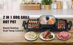 Amocart 2in1 Electric BBQ Pan Grill Hot Pot Multifunction Home Portable Smokeless Nonstick Detachable Hot Pot Barbecue Plate