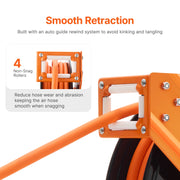 Charger l'image dans la visionneuse de galerie, Amocart Retractable Air Hose Reel 50FT Rubber Air Compressor Hose Reel Auto-Rewind w/ 5FT Lead in Ceiling Wall-Mounted Air Hose
