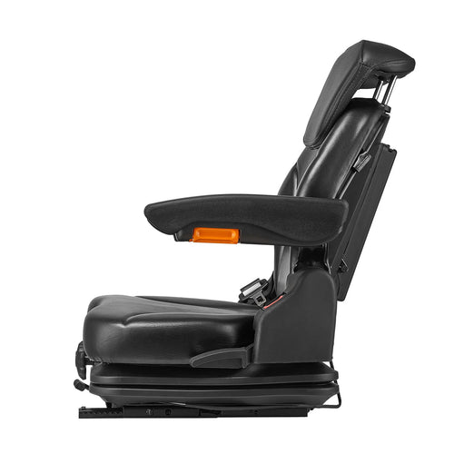 SucceBuy Universal Forklift Seat Tractor Suspension Seat w/ Adjustable Back Armrest Headrest& Safety Belt Fold Down Tractor Seat