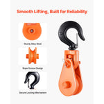 Amocart Snatch Block Pulley 2T with Swivel Hook Lifting Offroad Recovery for Towing Operation on Truck Rollback Wrecker Car