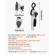 Load image into Gallery viewer, Amocart 0.5T/0.25T Manual Lever Chain Hoist 5/10/20 FT Lift G80 Alloy Steel Chain With Dual Pawl Mechanical Brake for Warehouse
