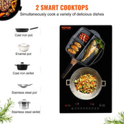 Load image into Gallery viewer, SucceBuy 2 Burners Electric Induction Cooktop Stove Hob Built-in Burner Cooker Sensor Touch Control Magnetic Cooker Hot Plate
