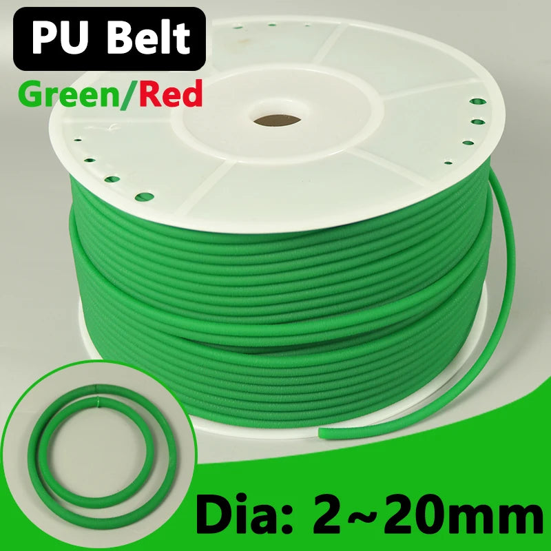 1-10Meter Polyurethane Conveyor Belts Round PU Drive Belt Meltable Cord Dia 2/2.5/3/3.5/4/5/6/7/8/9/10/12/15/18/20mm Green/Red