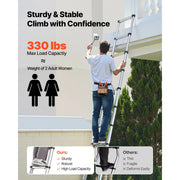 Load image into Gallery viewer, SucceBuy 12.5ft Telescoping Ladder One-Touch Retraction Ladder 330LBS Max Capacity with Non-Slip Feet for Home Outdoor Work Loft - AMOCART
