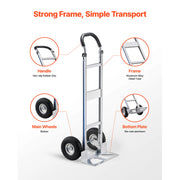 Charger l'image dans la visionneuse de galerie, Amocart 500LBS Hand Truck Dolly with Non-Slip Wheels &amp; Tie-down Strap Aluminum Alloy Portable Trolley for Moving Home Warehouse
