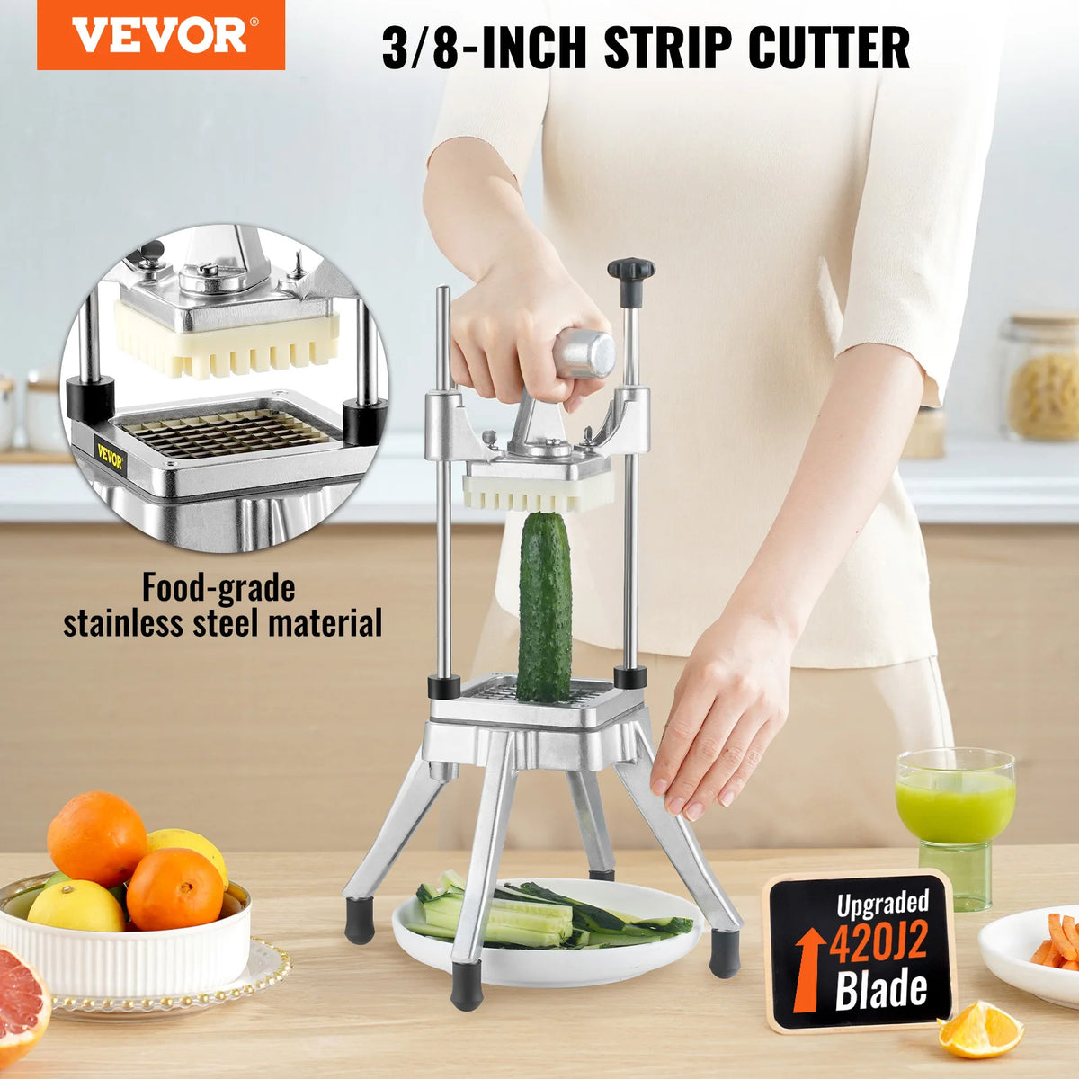 VEVOR Commercial Vegetable Fruit Chopper Heavy Duty Food Dicer Kattex Cutter Onion Slicer for Tomato Peppers Potato Mushroom Amocart