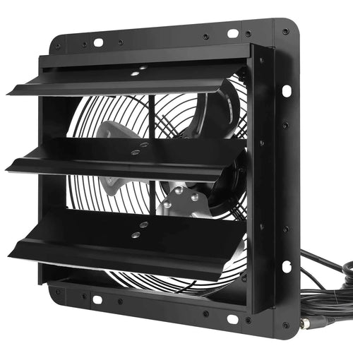 SucceBuy Shutter Exhaust Fan 12'' with Temperature Humidity Controller EC/AC-motor 940 CFM 10-Speed Adjustable Wall Mount Attic