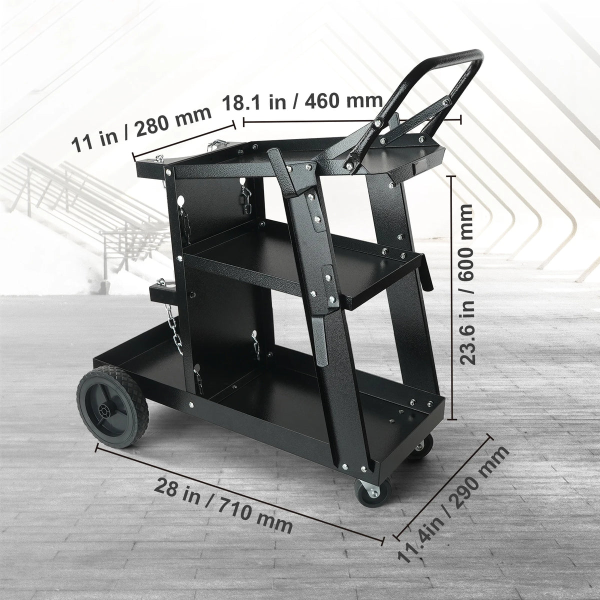 SucceBuy Welding Cart 3-Tier Welder Cart with Swivel Wheels Safety Chains Rolling Tank Storage for Plasma Cutter Welding Machine