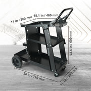 Load image into Gallery viewer, SucceBuy Welding Cart 3-Tier Welder Cart with Swivel Wheels Safety Chains Rolling Tank Storage for Plasma Cutter Welding Machine - AMOCART
