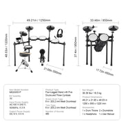 Bild in Galerie-Viewer laden, Amocart Electric Drum Set 32 Drum Kits &amp; 480 Sounds, USB MIDI Supported 8 / 10 in Quiet Mesh+10 in Cymbals Drum Sticks Easy Use
