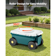 Load image into Gallery viewer, Amocart Garden Scooter with Seat 2in1 Rolling Garden Cart w/ Storage Bin Supports up to 227lbs Outdoor Wagon w/ Handle for Yard
