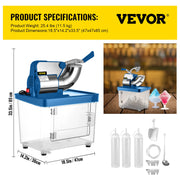 Load image into Gallery viewer, SucceBuy Electric Snow Cone Machine Ice Shaver Crusher Granizing Glass Blender Mixer Chopper Stainless Steel Colder Commercial
