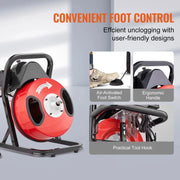 Bild in Galerie-Viewer laden, Amocart Drain Cleaner Machine 50FT 1/2 Inch Manual Feed Sewer Snake Auger with 4 Cutters &amp; Air-activated Foot Switch for Pipes
