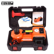 Load image into Gallery viewer, 12V 5Ton Car Electric Hydraulic Floor Jack, Tire Inflator Pump and LED Flashlight 3 in 1 Set With Safe Hammer QZ002
