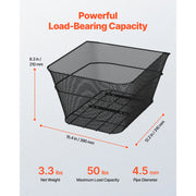 Bild in Galerie-Viewer laden, SucceBuy Rear Bike Basket Wire Mesh Bicycle Basket with Waterproof Cover Durable Metal Bike Back Basket Fits Most Rear Bike Rack
