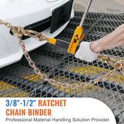 Load image into Gallery viewer, SucceBuy 2PCS Ratchet Chain Binder 3/8"-1/2" with G80 Chains 12000 lbs Adjusting Handle  Hauling for Flatbed Truck Trailer - AMOCART
