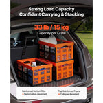 Amocart 45L 6PCS Plastic Collapsible Storage Bins with Handles Stackable Folding Storage Crates Containers for Home Organizing