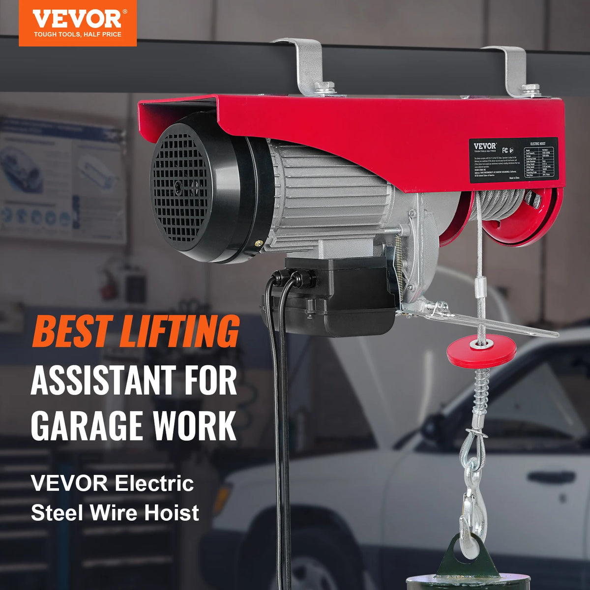 SucceBuy 200-800kg Electric Hoist with Wired/Wireless Remote Control Lifting Crane Cable Hoist Winch for Boat Garage Elevator Amocart