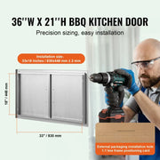 Charger l'image dans la visionneuse de galerie, 【Premium】Amocart BBQ Access Door Double Outdoor Kitchen Stainless Steel Flush Mount Door for BBQ Island Grilling Station Outsid
