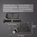 Amocart Large Lawn Sweeper, Tow Behind Design with Dump Rope for Easy Emptying