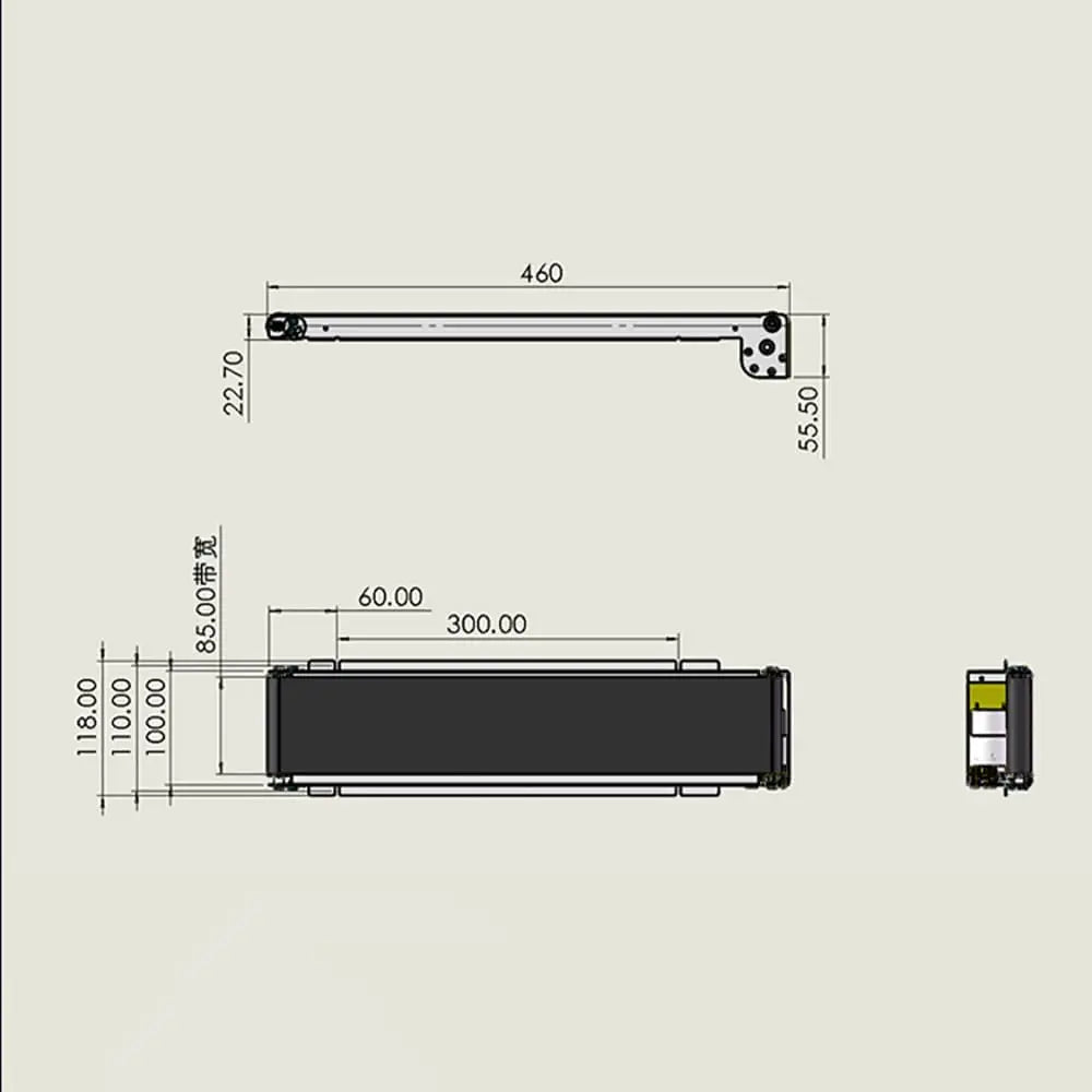 85*460mm Mini Conveyor Belt Stainless Steel Frame PU Belt DC24V Automatic Track Cargo Lane Channel Conveyor Load 3.5-5KG